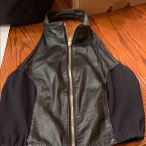 Black leather biker vest